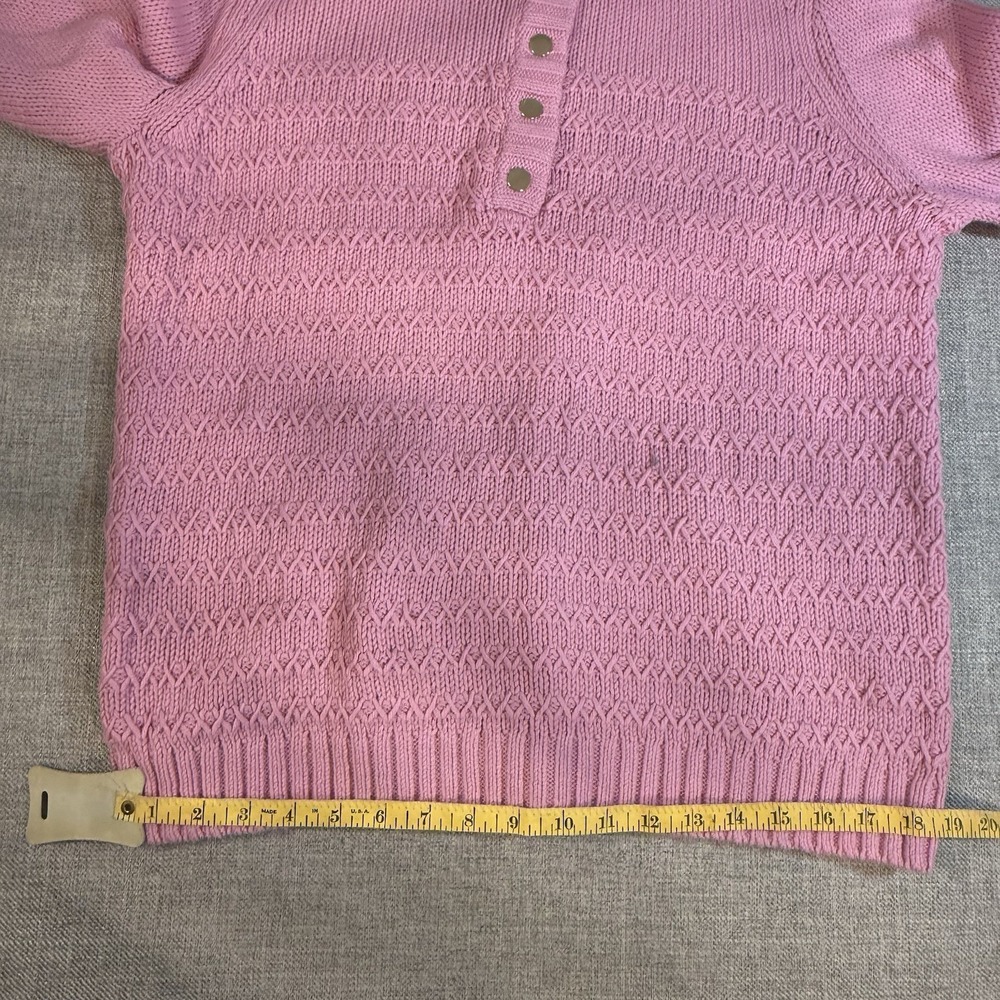 Talbots Pink Knit Sweater Women Small‎ Mock Neck Button Pullover Sz L - Picture 8 of 9